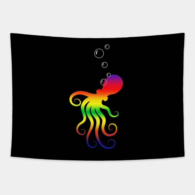 Rainbow Octopus Tapestry by tsign703