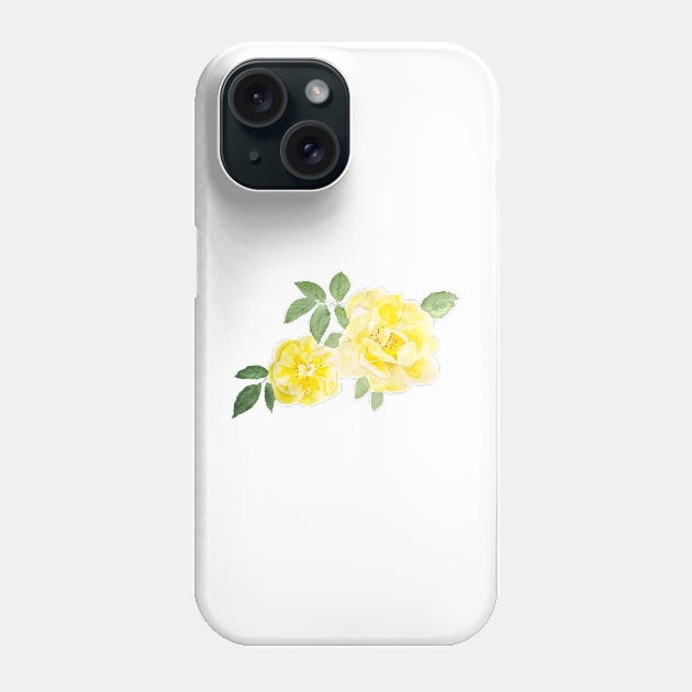 2 yellow roses watercolor Phone Case by colorandcolor