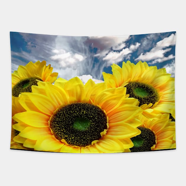 Sunflowers with Dramatic Sky Tapestry by Moonsmile Products