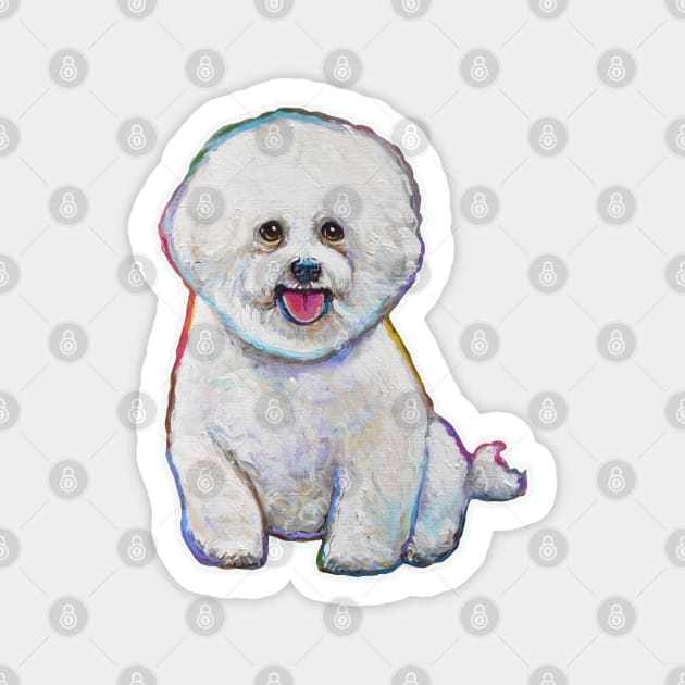 Super Cute Floof Bichon Frise Magnet by RobertPhelpsArt