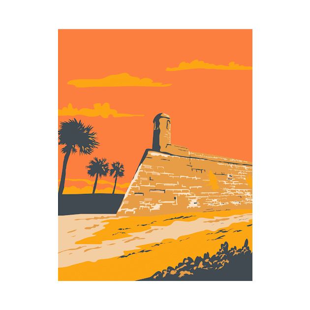 Fort Marion in St Augustine Florida USA WPA Poster Art by patrimonio