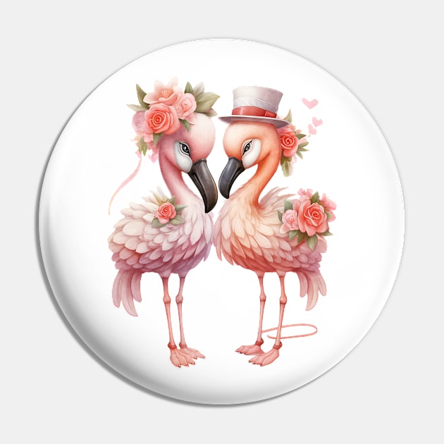 Flamingo Couple Gets Married Pin by Chromatic Fusion Studio