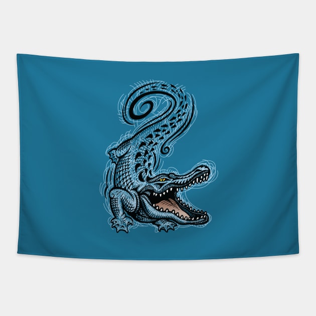 Crocodile hand drawing decoration Tapestry by tsign703