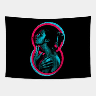 Neon Girl Retro Style Tapestry