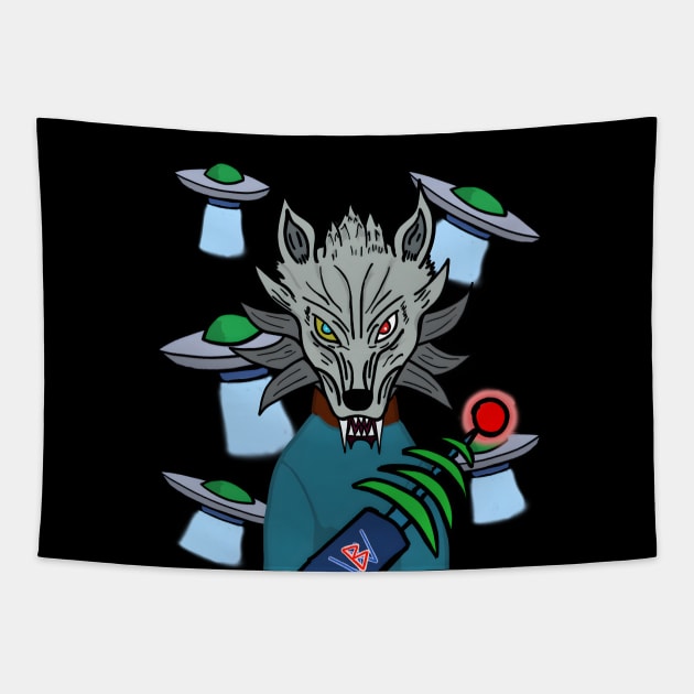 BussyWolves Alien Invader wolf Tapestry by micho2591
