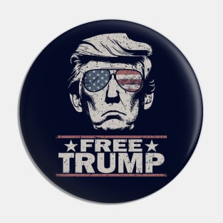 Free Trump 2024 Vintage American Flag Sunglasses Mugshot Pin