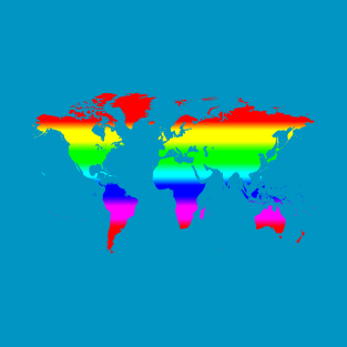 WORLD MAP WITH RAINBOW STRIPE COLORS T-Shirt