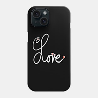 Cursive Written Word Love with Red Hearts Phone Case