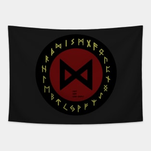 Red Dagaz Elder Futhark Rune Symbol Tapestry