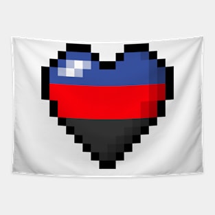 Large Pixel Heart Design in Polyamory Pride Flag Colors Tapestry