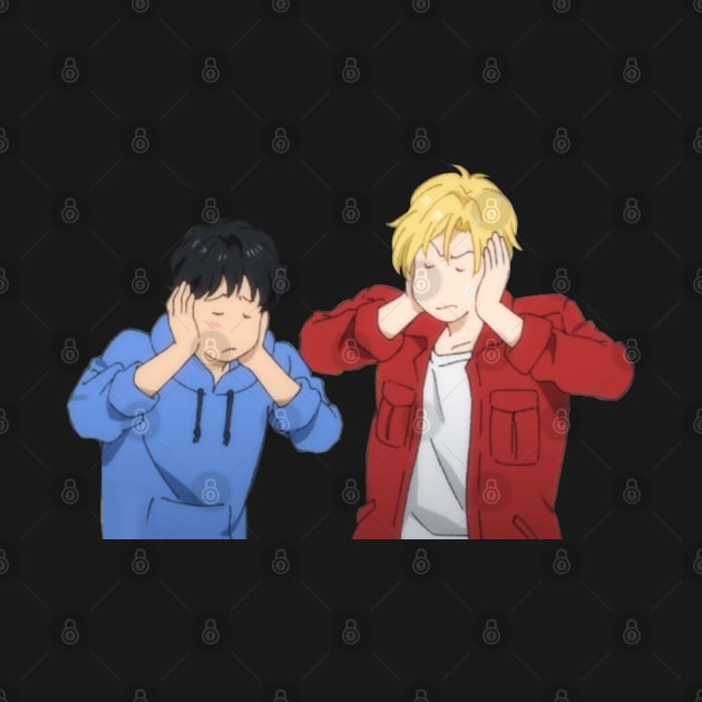 Ash and Eiji covering their ears by Sophprano