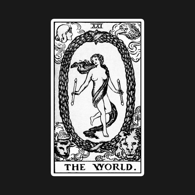 XXI. The World Tarot Card | Black and White by wildtribe