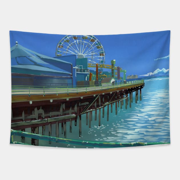 Santa Monica Pier Tapestry by nagare017