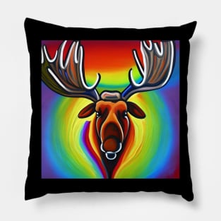 Moose Rainbow Painting Pillow