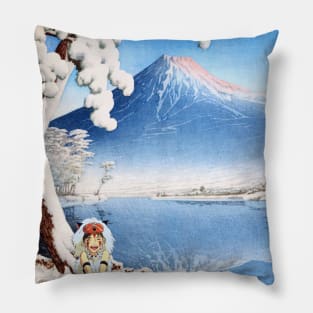 Ukiyo-e snow & mount fuji Mononoke Pillow