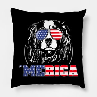 Proud Cavalier King Charles Spaniel American Flag Merica dog Pillow