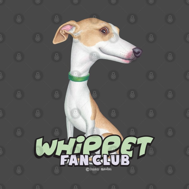 Cute whippet dog posing on Whippet with Green Collar tee by Danny Gordon Art