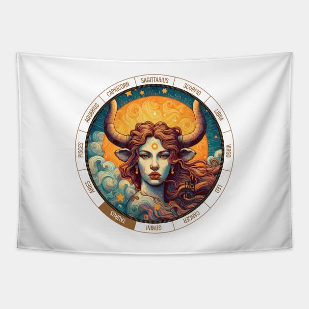 ZODIAC Taurus - Astrological TAURUS - TAURUS - ZODIAC sign - Van Gogh style - 10 Tapestry by ArtProjectShop