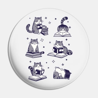 Cats reading books Pin