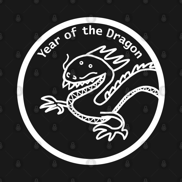 Year of the Dragon Portrait White Line by ellenhenryart