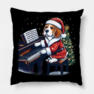 Beagle Playing Piano Christmas Pillow