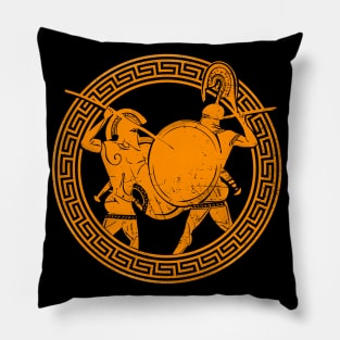 Old greek amphora warriors Pillow