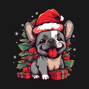 French Bulldog Dog Christmas Lights Santa Puppy Dog Lover T-Shirt