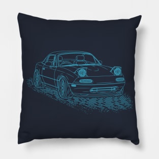 Mazda MX5 Miata Lineart Blueprint Pillow