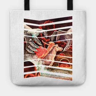 Horse and Giant Hands Fantasy Retro Old Fantasy Popart Scifi Vintage Comic Funny Tote