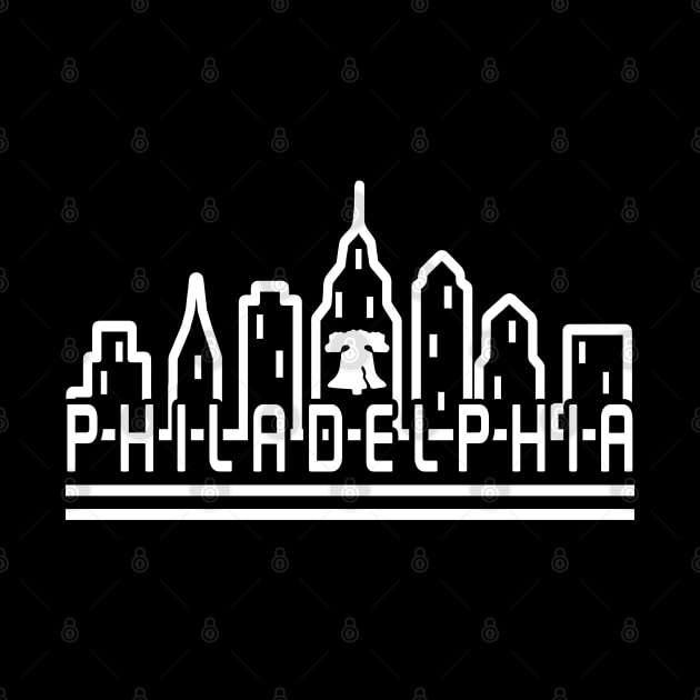 Philadelphia City Skyline White Liberty Bell Vintage Philly Fan by TeeCreations