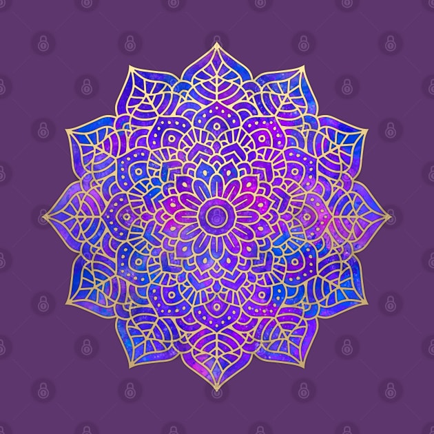 Purple and Gold Mandala by julieerindesigns