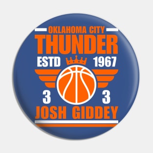 Oklahoma City Thunder Giddey 3 Basketball Retro Pin