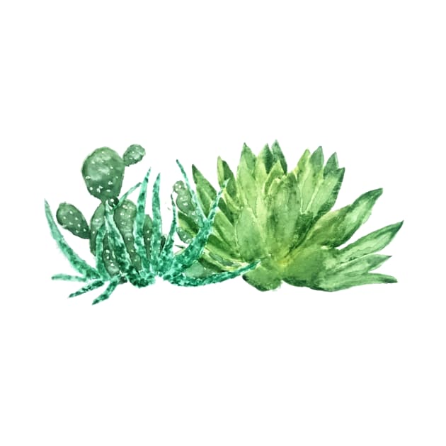 green succulent arrangement watercolor by colorandcolor