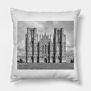 Wells Cathedral in Black and white Pillow