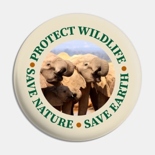 Wildlife Conservation Earth Day Elephant Drinks Pin