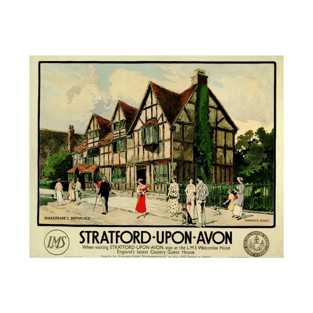 STRATFORD UPON AVON Shakespeare's Birthplace London Midland Scottish Railway Company Advert by vintageposters