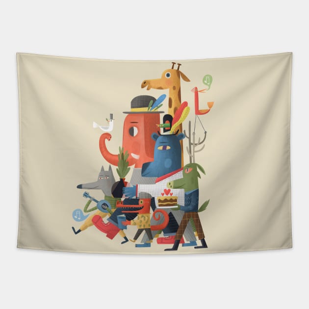 The animal parade Tapestry by Luis San Vicente 