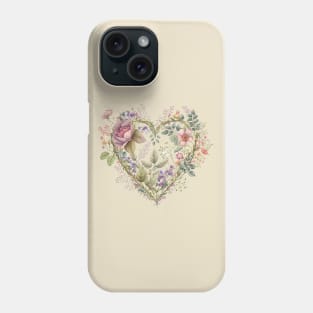 Vintage Look Floral Heart Phone Case