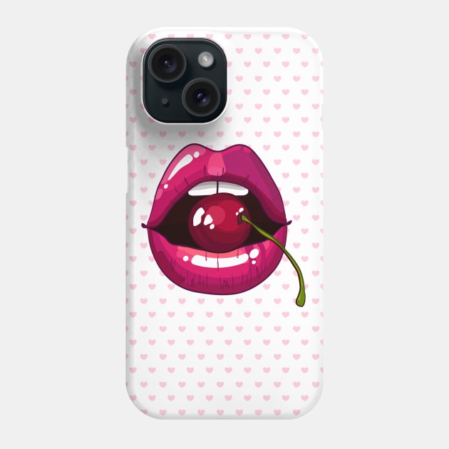 Cherry Lips Phone Case by I AM THE STORM