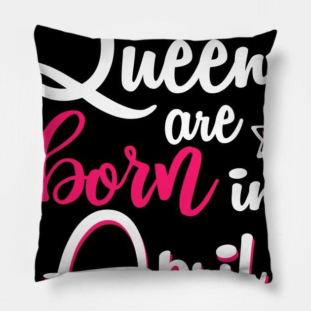 Women Queens Are Born In April Pillow by Manonee