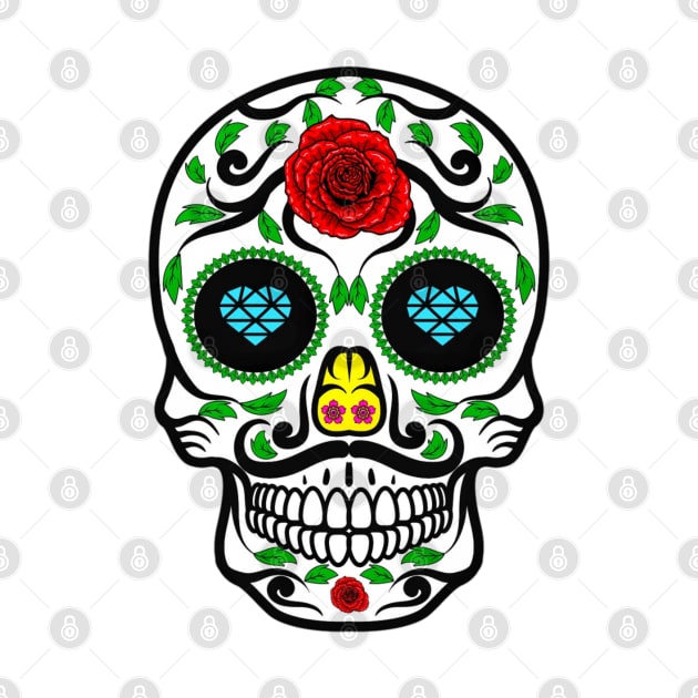 Mexican sugar skull with mustache by TheSkullArmy