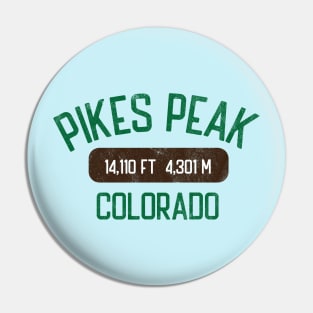 Pikes Peak Colorado Vintage Green Athletic 14er Pin