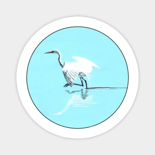 Egret in water Magnet