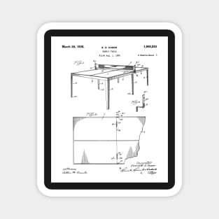 Table Tennis Patent - Ping Pong Fan Tennis Player Art - White Magnet