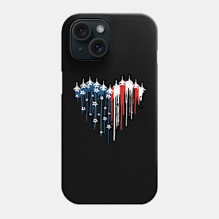 Fighter Jet Airplane American Flag Heart 4Th Of July Phone Case