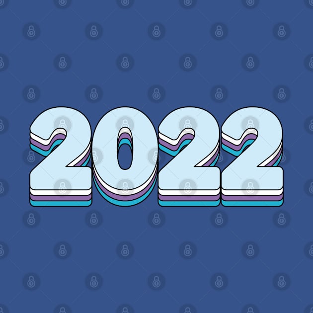 Year 2022 Happy New Year Retro Rainbow Blue Purple by RetroDesign
