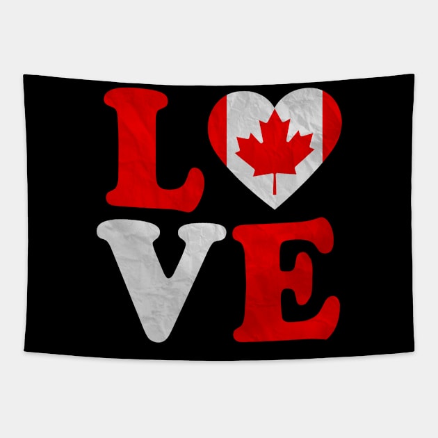 I Love Canada Flag Heart Canadian Roots Pride Tapestry by snnt