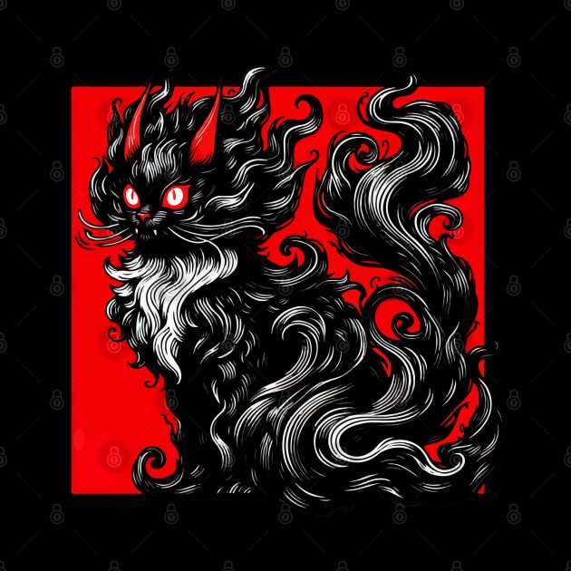 Cool Abstract Art Black Cat Demon by TomFrontierArt