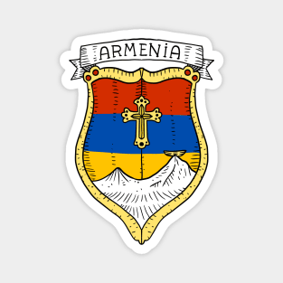 Armenia, flag with mountain Ararat. Magnet