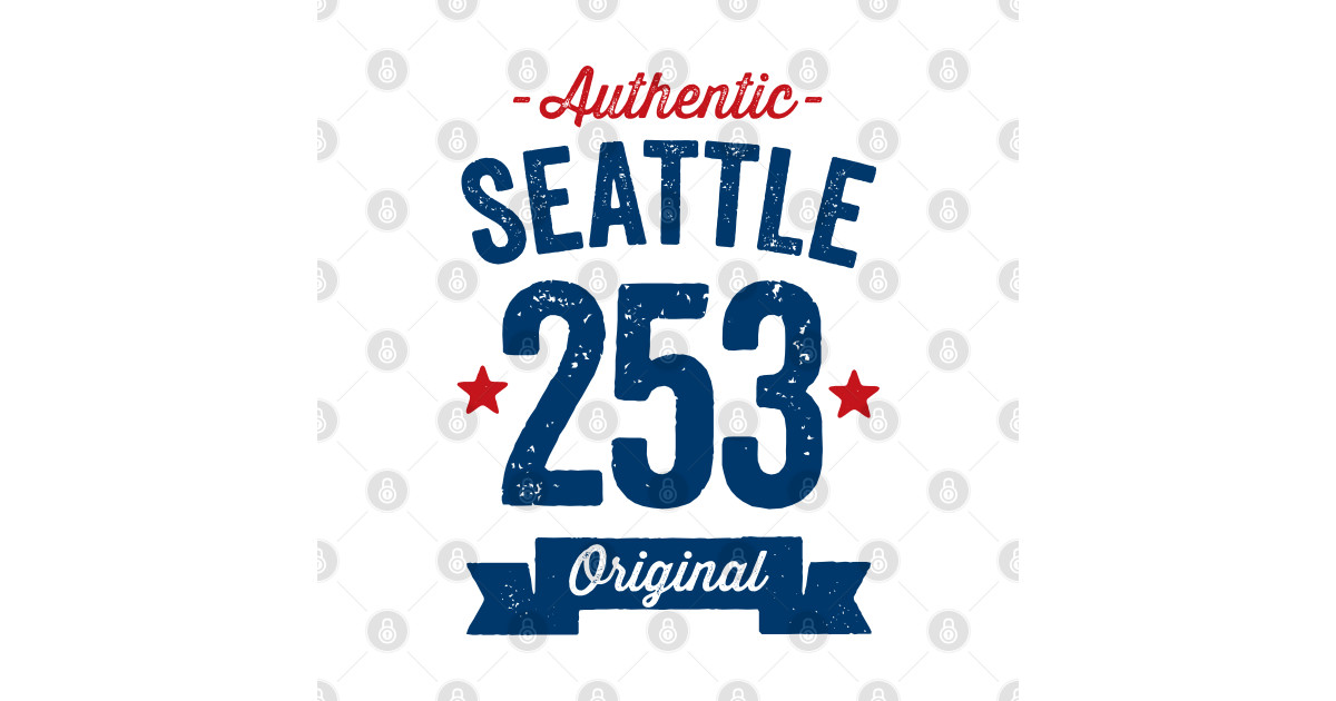 Authentic Seattle 253 Area Code - Seattle - T-Shirt | TeePublic